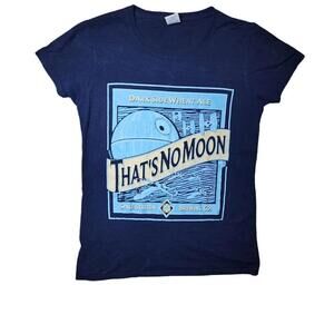 Gildan Women's Small "That's No Moon" Graphic Tee Navy